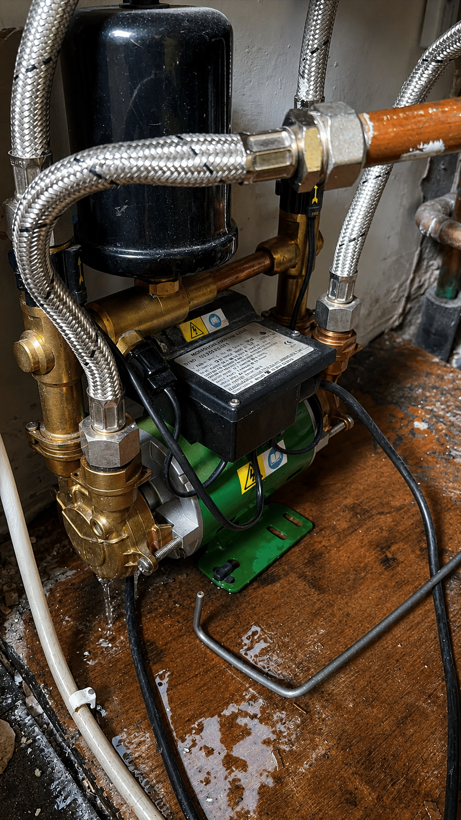 Leaking booster pump and pipework repaired by an emergency plumber in Saggart, County Dublin